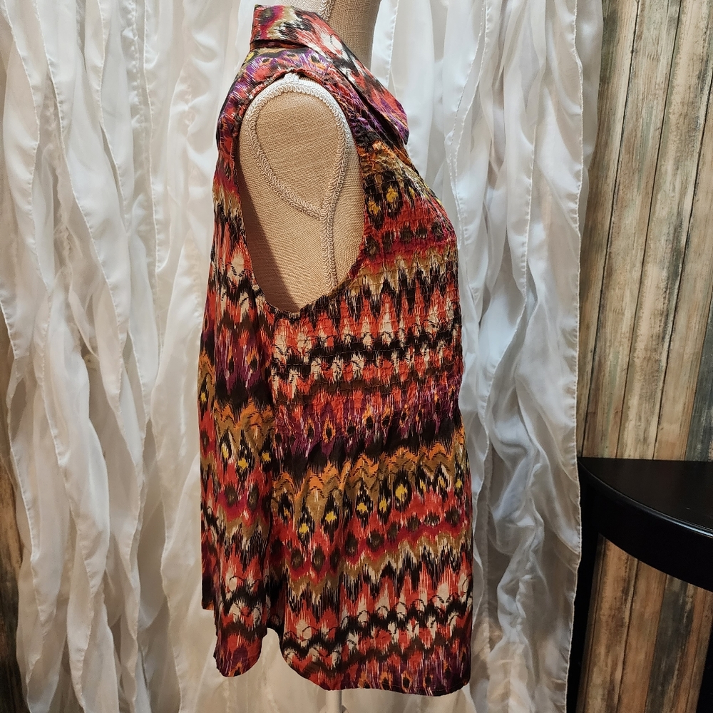 Avenue V Neck Button Down Multi Texture/Stitching… - image 8